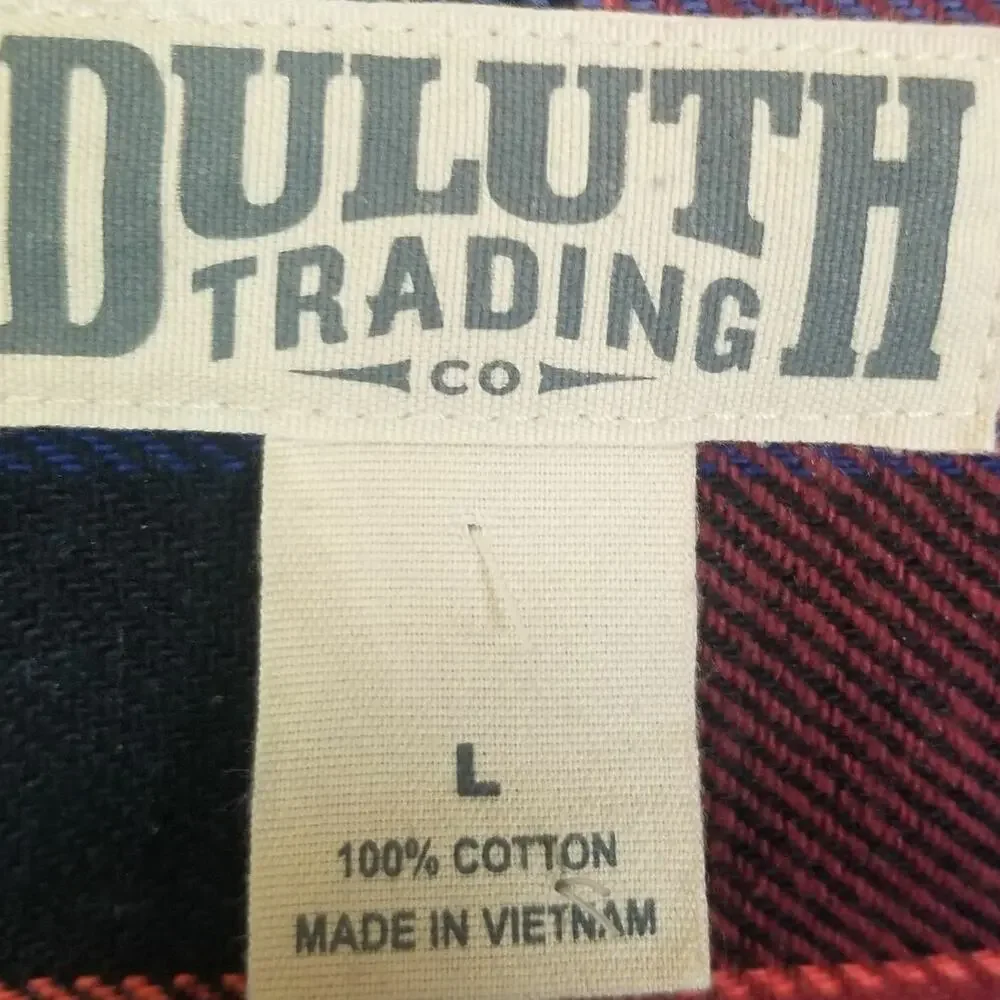 Duluth Trading Co Mens Plaid Flannel Shirt Size L Gorpcore Heavyweight Workwear